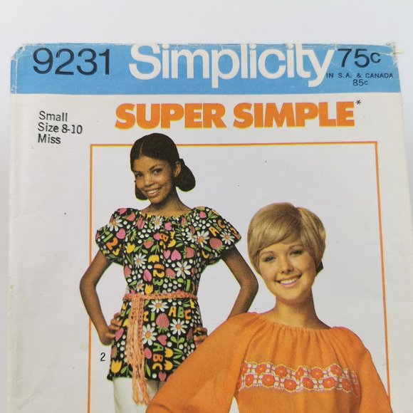 70s Simplicity Sewing Pattern 9231 Small Blouse - Picture 3 of 10